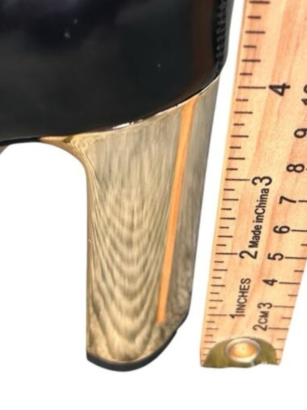 Gianni Bini Mavis Black Patent Ankle Boots Gold Sculpted Block 4" Heel 8.5 NWOT - Picture 10 of 15